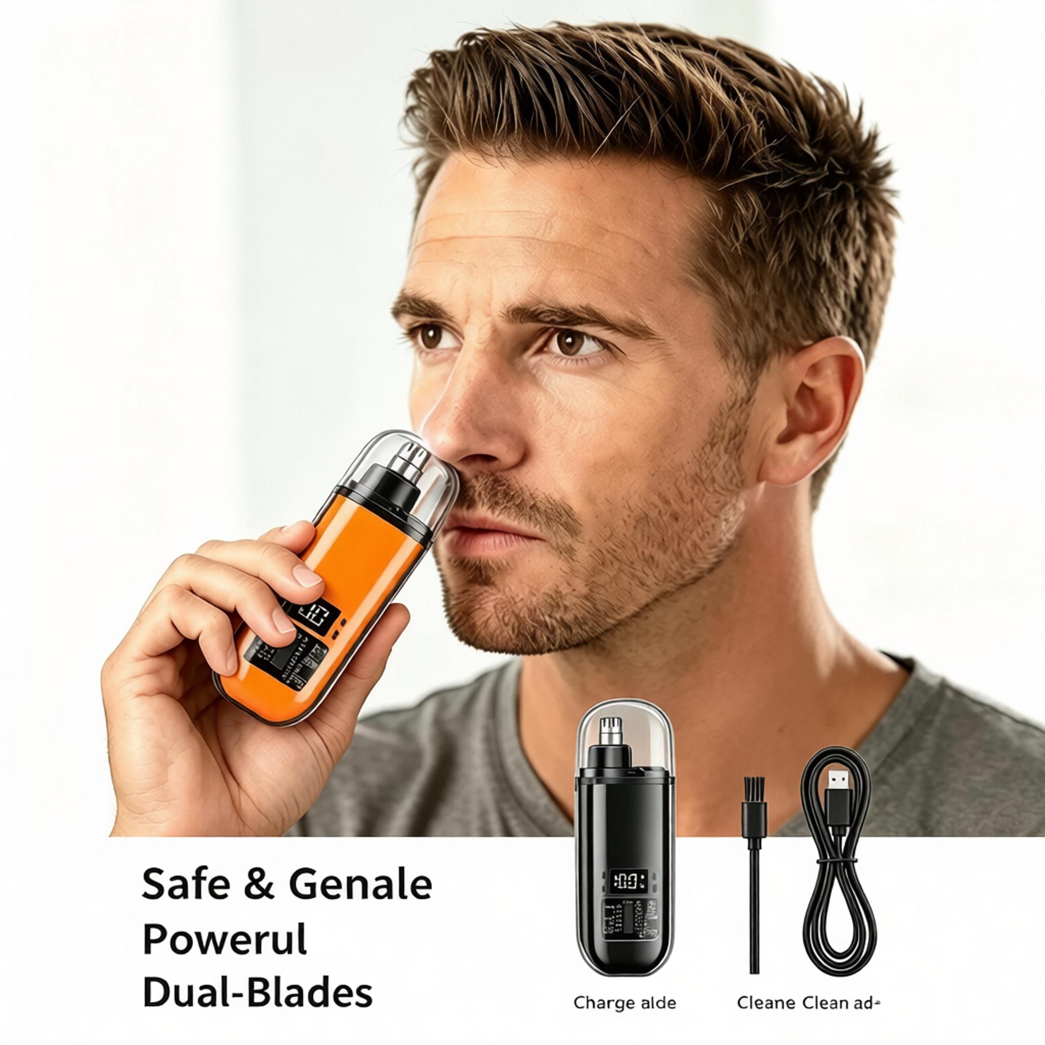 Men'S Grooming Day - Waterproof Electric Nose Hair Trimmer, Double-Blade