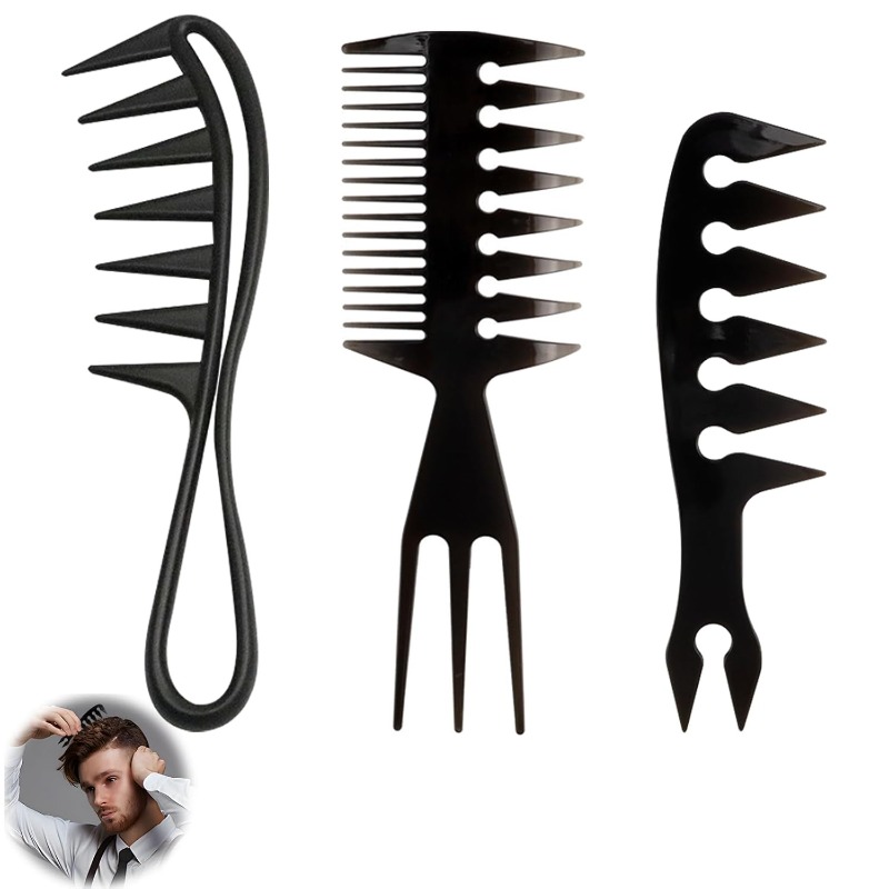 1/3pcs Wide Tooth Hair Comb –  - Men'S Grooming Hairstyles ulasan dan harga
